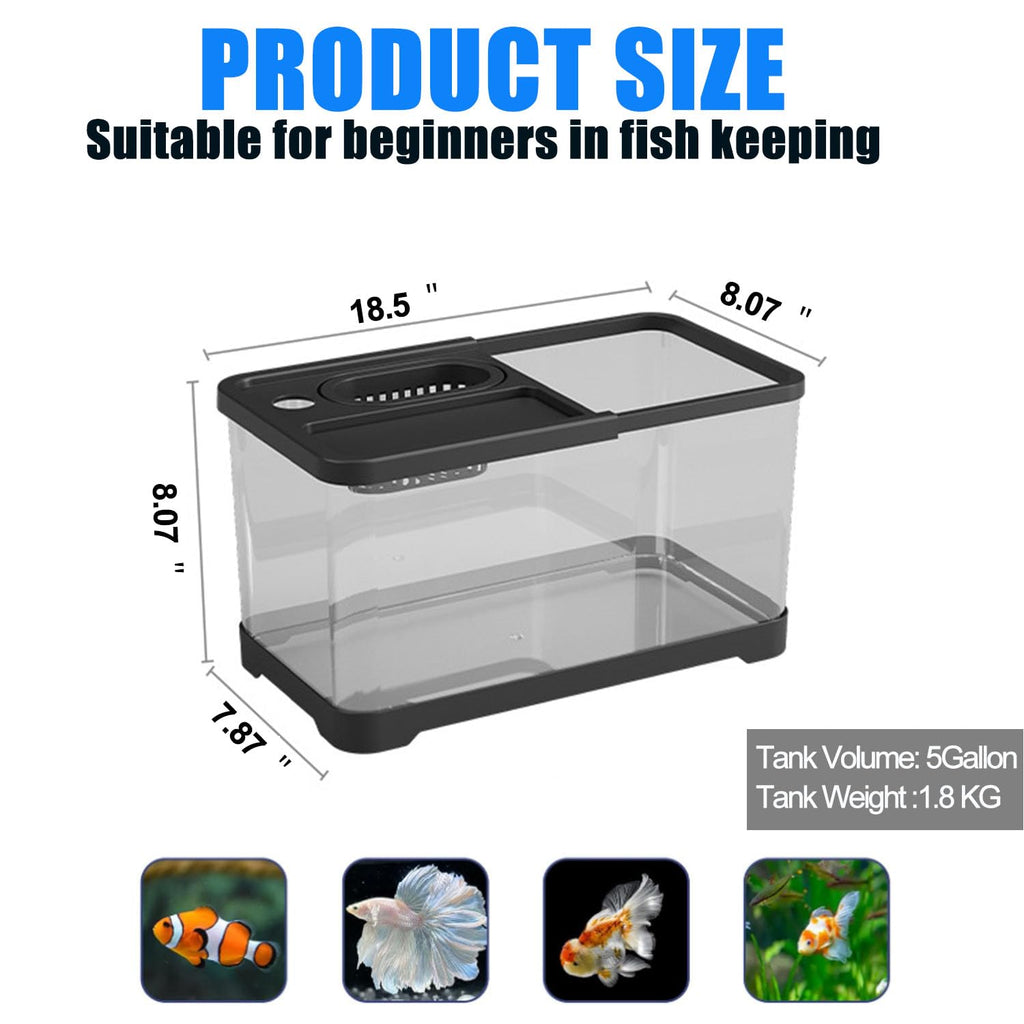5 Gallon Plastic Aquarium Starter Kit with Filter and LED Light Q83063