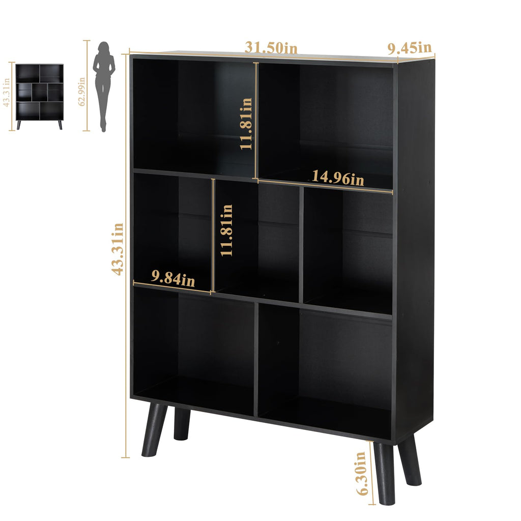 Black 3 Tier Wood Bookshelf C873