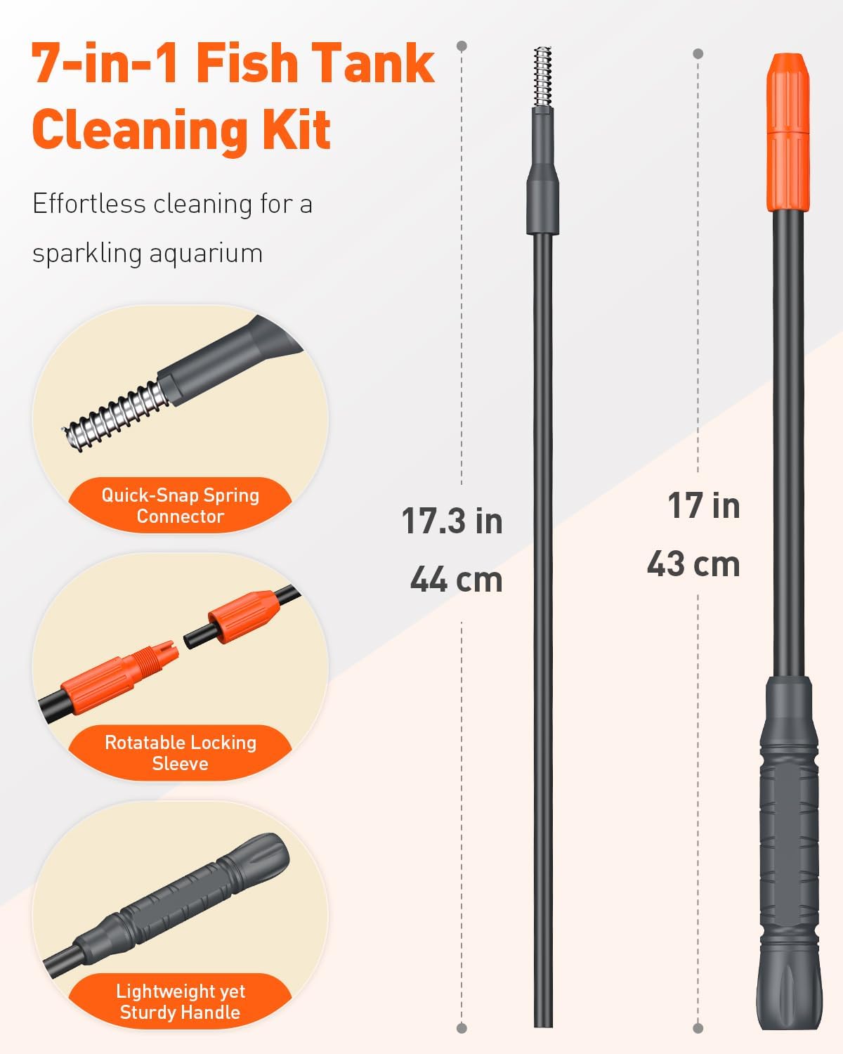 7 in 1 Aquarium Cleaning Kit with Adjustable Long Handle S6943