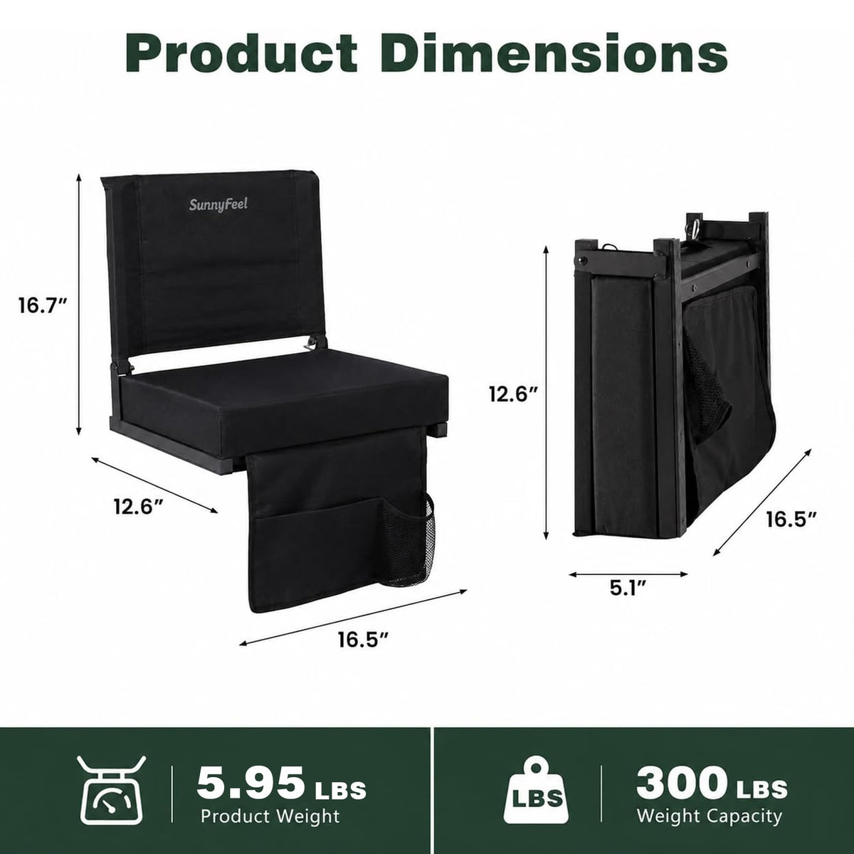 Folding Bleacher Seat with Cushion and Storage Pocket M1293