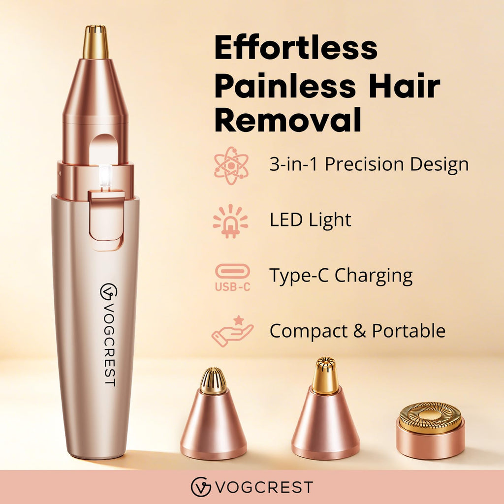 Nose Hair Trimmer 3 in1 Rechargeable Facial Hair Removal & Eyebrow Shaver X7253