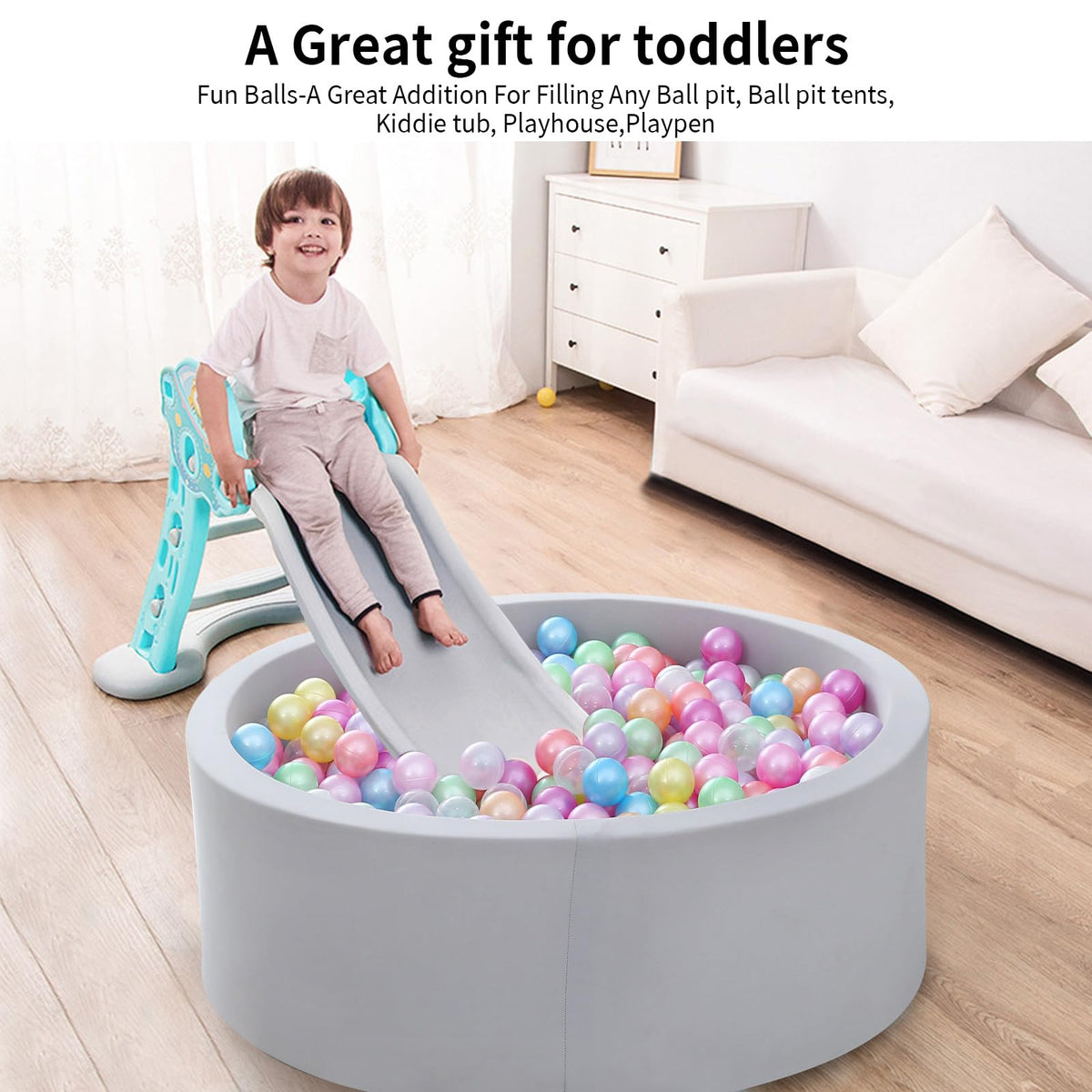 Pack of 100 200 500 BPA Free Non-Toxic Crush Proof Plastic Ball Pit Balls H132