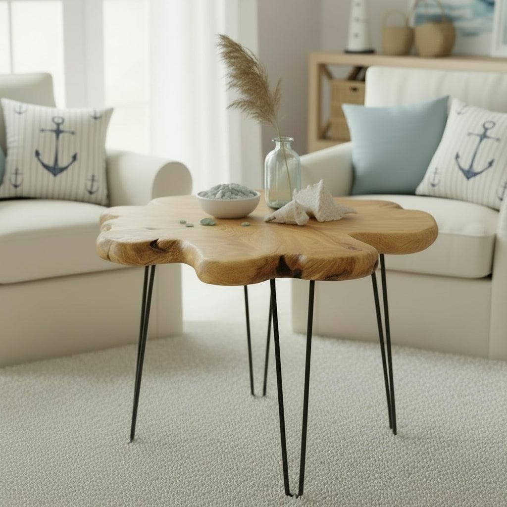 Flower-Shaped Live Edge Cedar Coffee Table R550