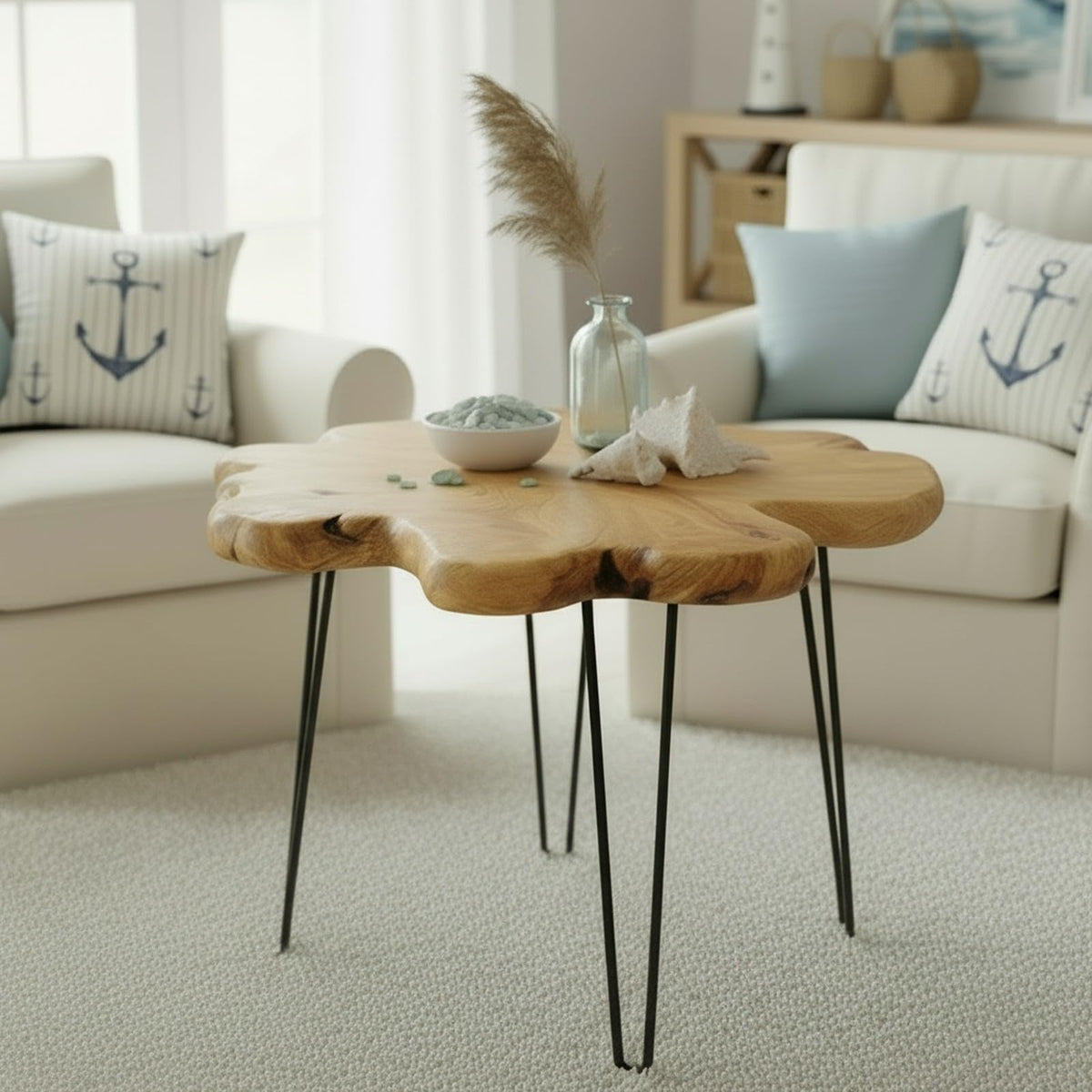 Flower-Shaped Live Edge Cedar Coffee Table R550