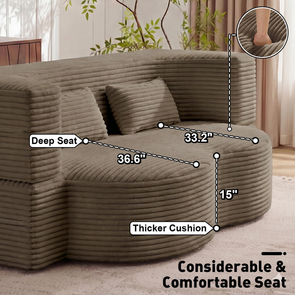 Brown Corduroy Convertible Futon Sofa Bed B3707