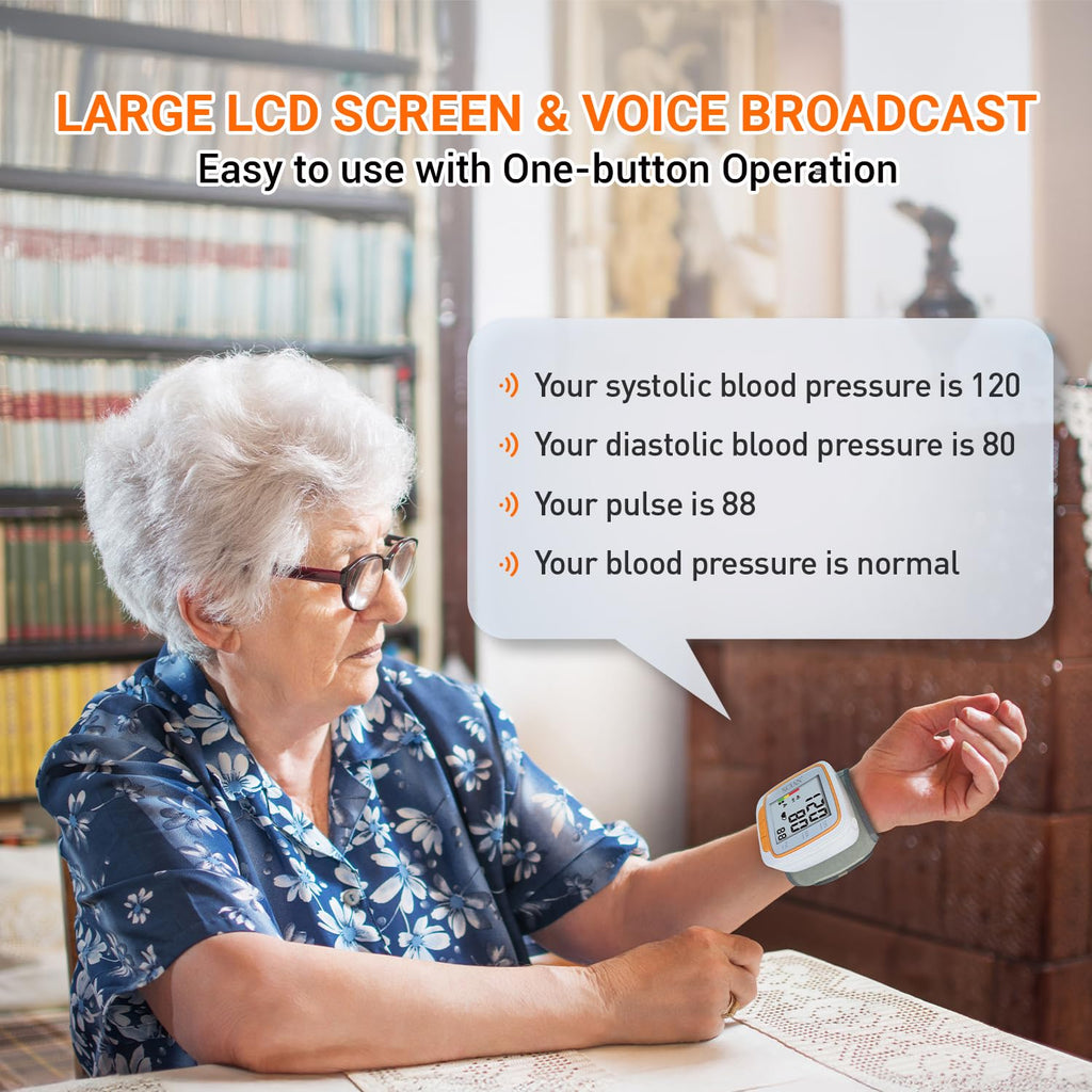 Automatic Wrist Blood Pressure Monitor with Voice Broadcast O649