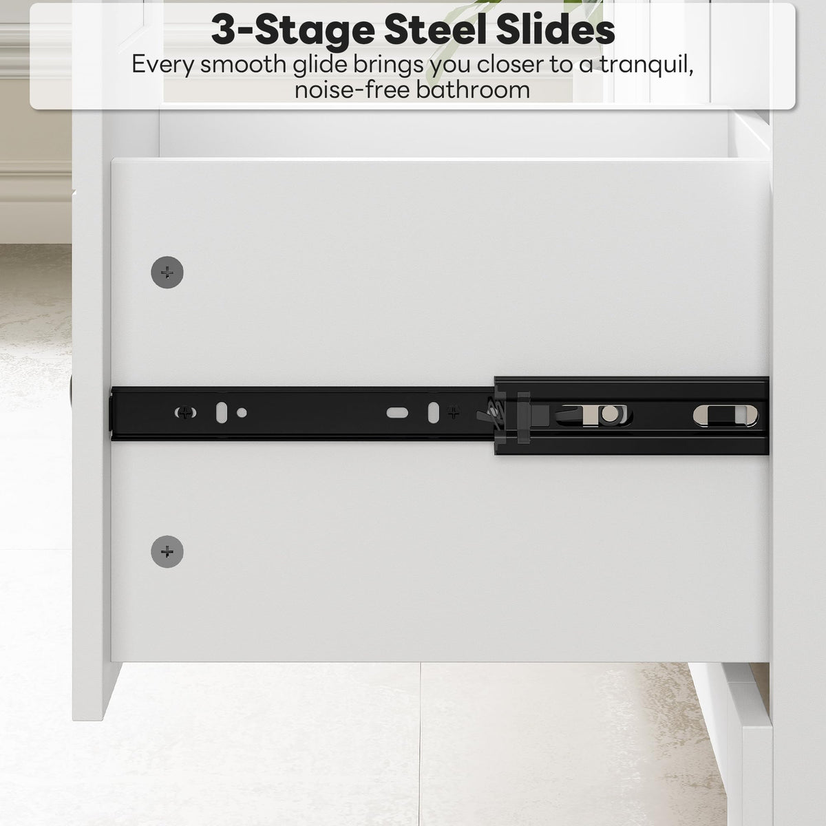 36" White Bathroom Vanity with Sink, 2 Soft-Close Drawers & Doors W72011