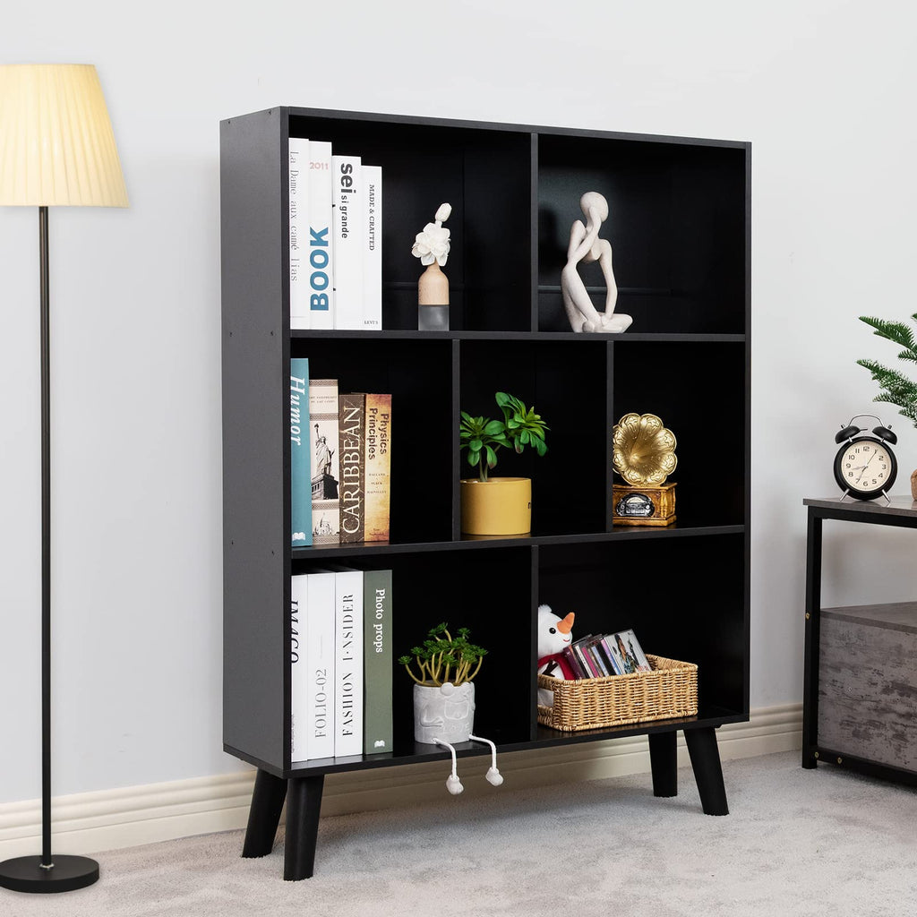 Black 3 Tier Wood Bookshelf C873