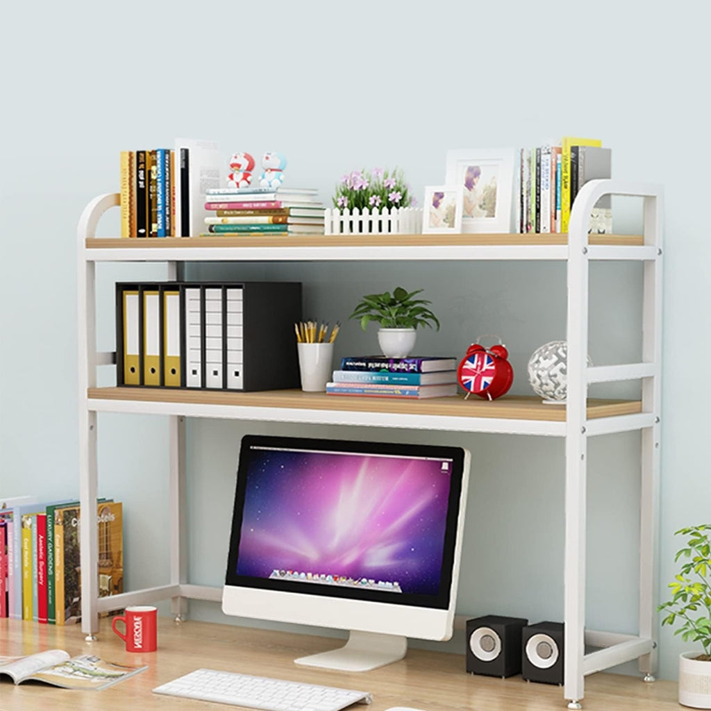 2-Tier White Desktop Bookshelf H790
