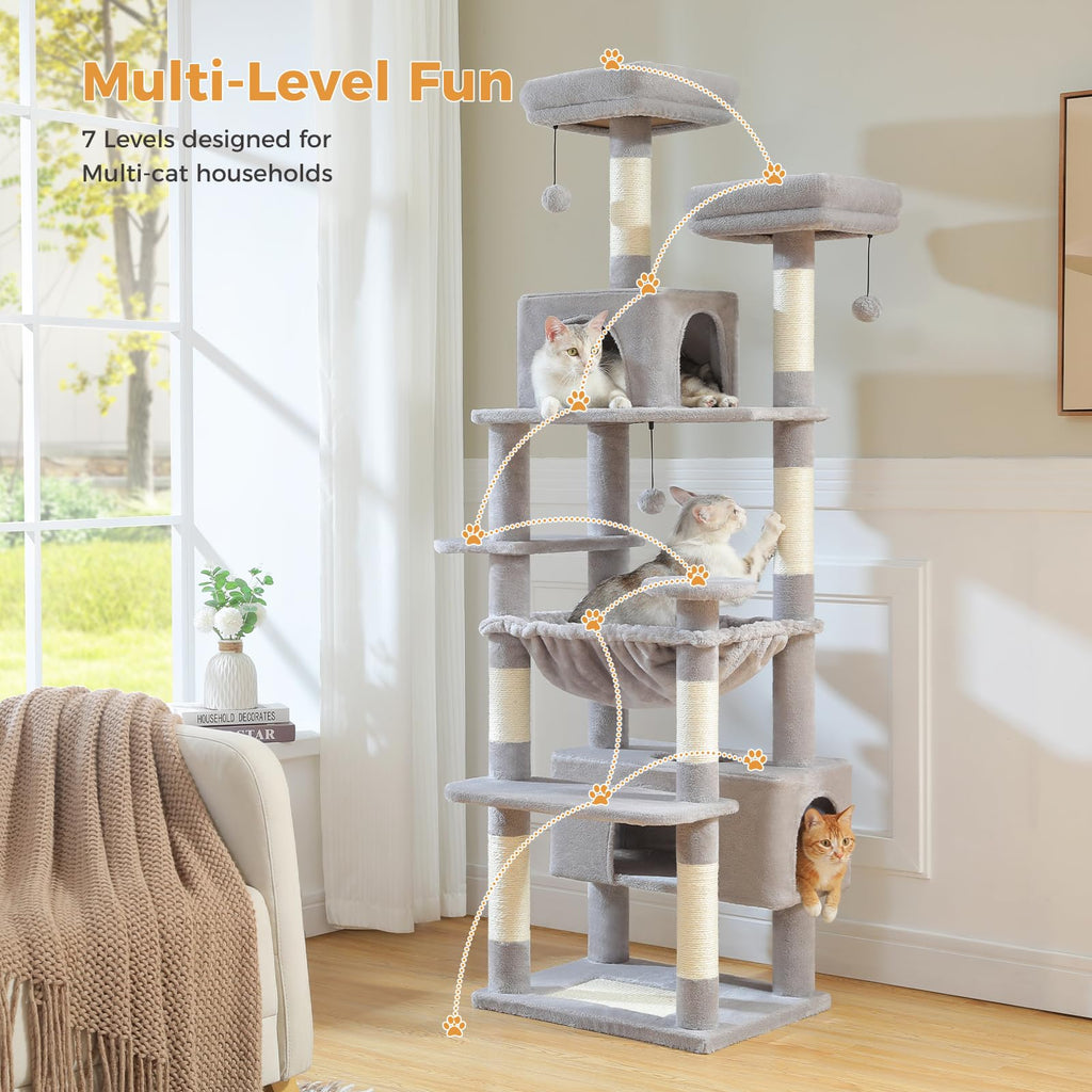 72" Cat Tree with Hammock & Condos Q758368