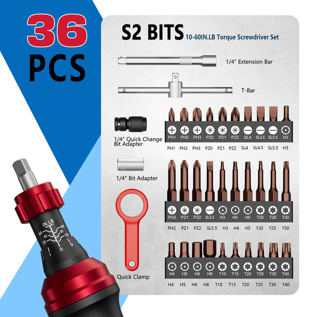 1/4" Torque Screwdriver 36 PCS Set O7255