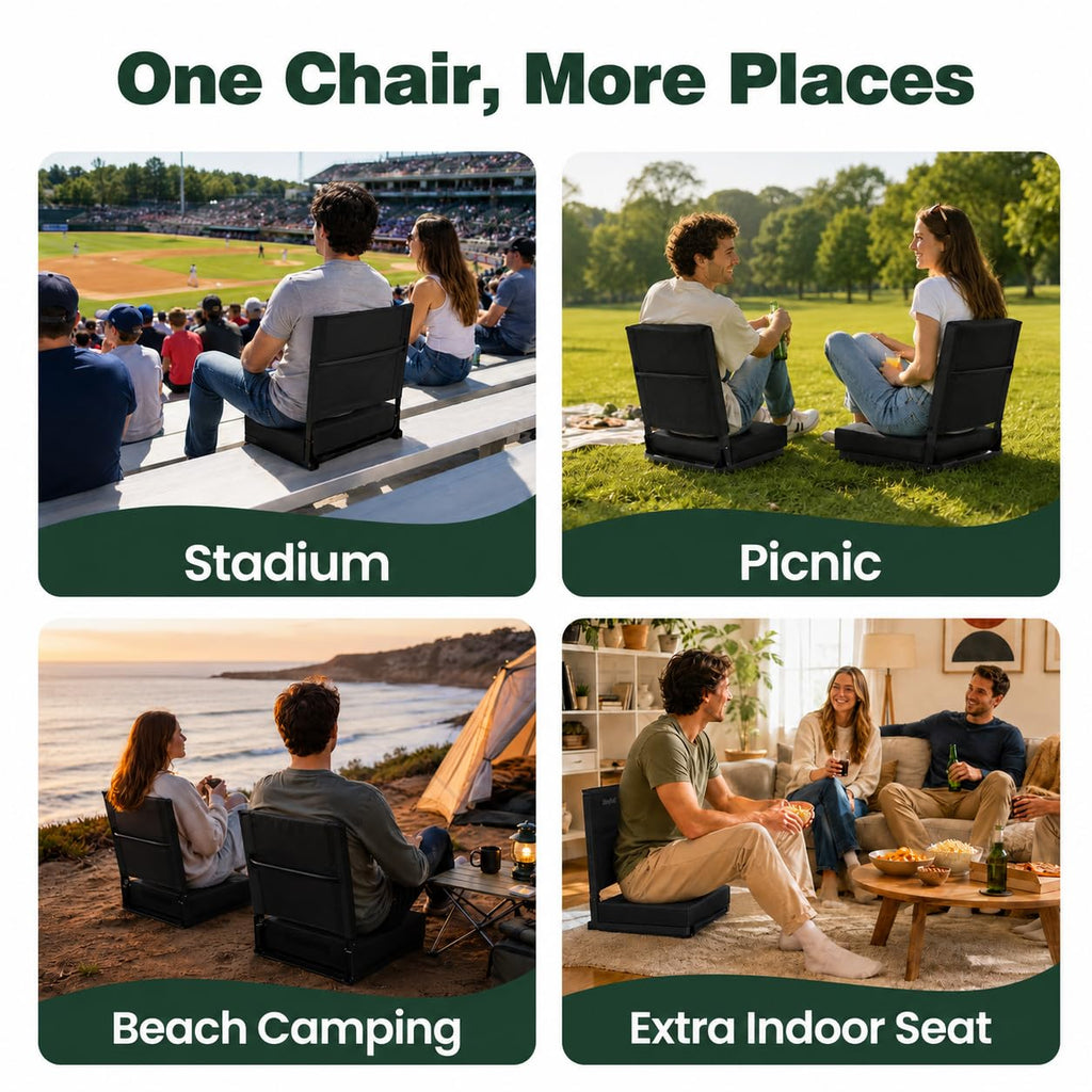 Folding Bleacher Seat with Cushion and Storage Pocket M1293
