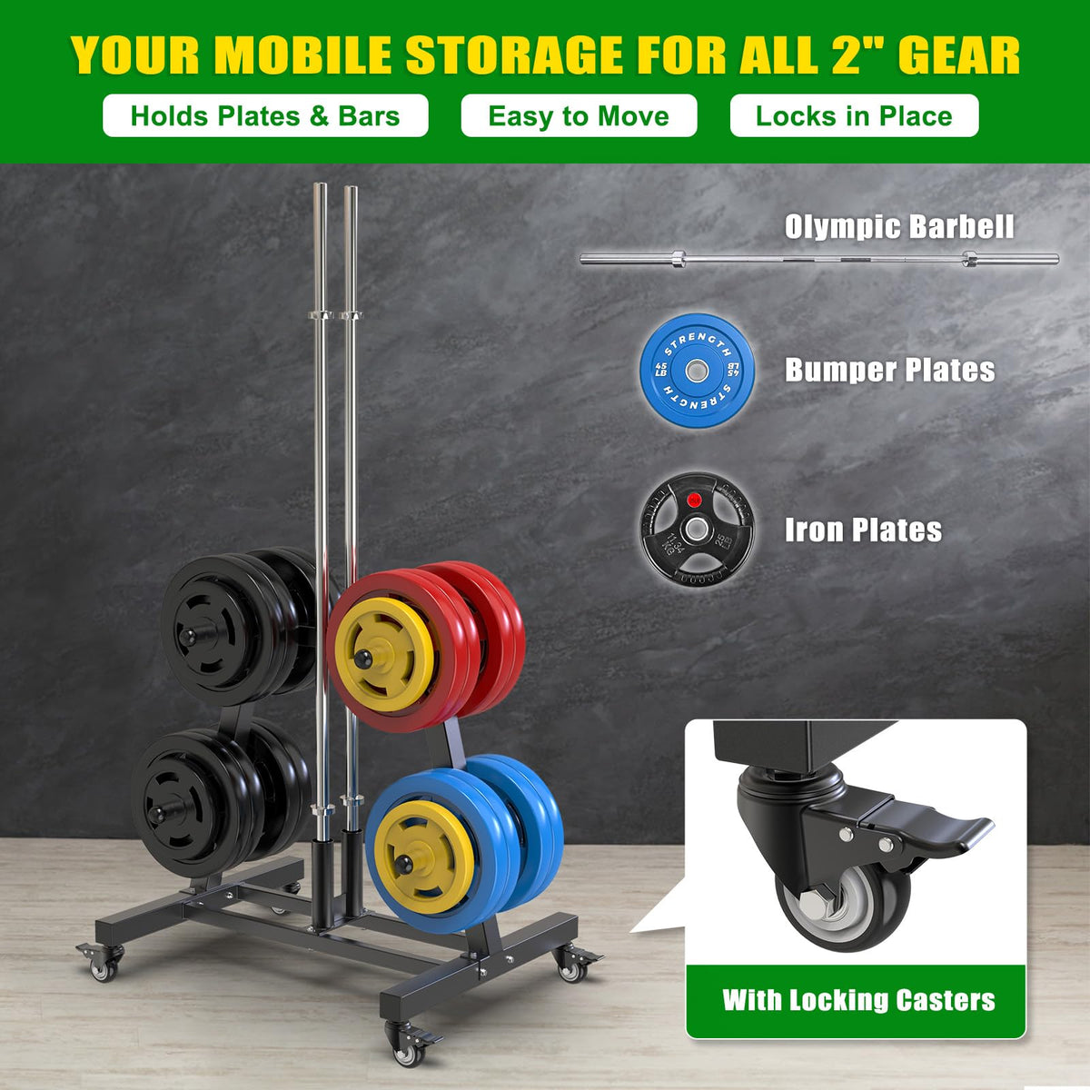 2" Olympic Weight Plate Tree Rack and Barbell Holders X88902
