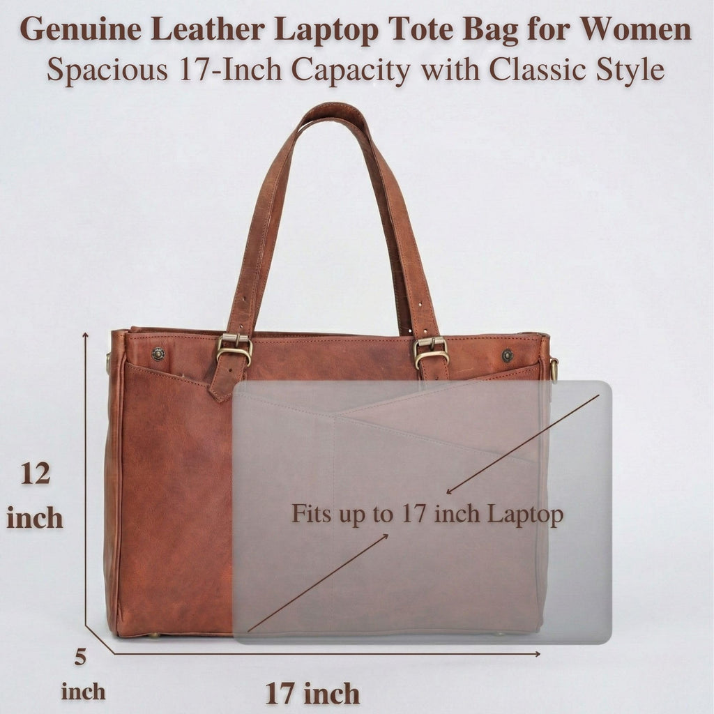 17-inch Large Brown Genuine Leather Laptop Bag X779