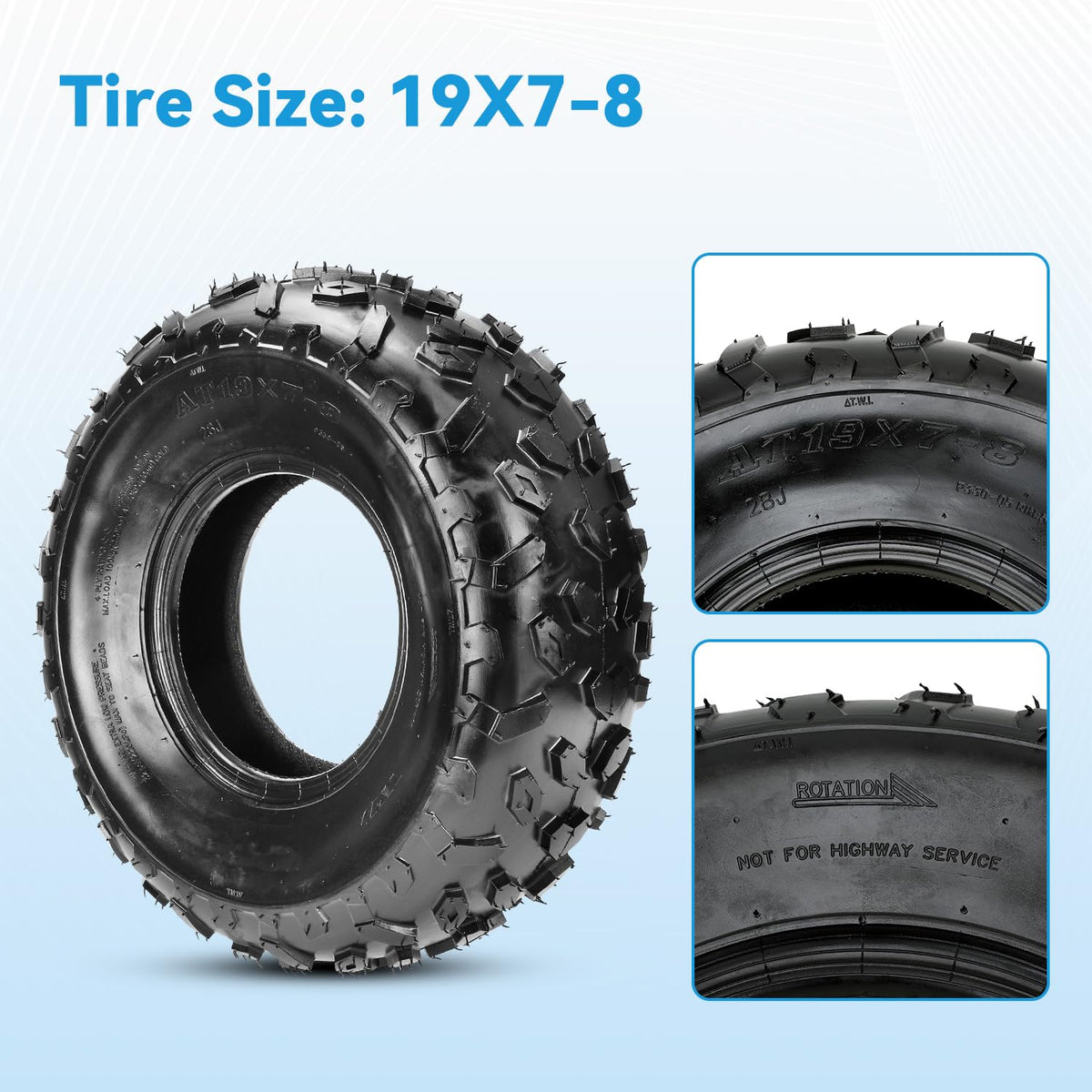 19x7-8 Mini Bike Tire Tubeless Replacement F32930