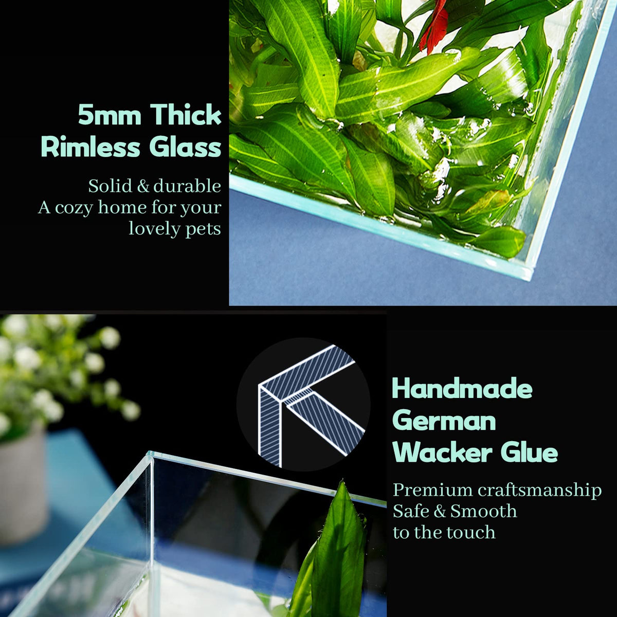 10 Gallon Ultra Clear Rimless Low Iron Glass Fish Tank N573