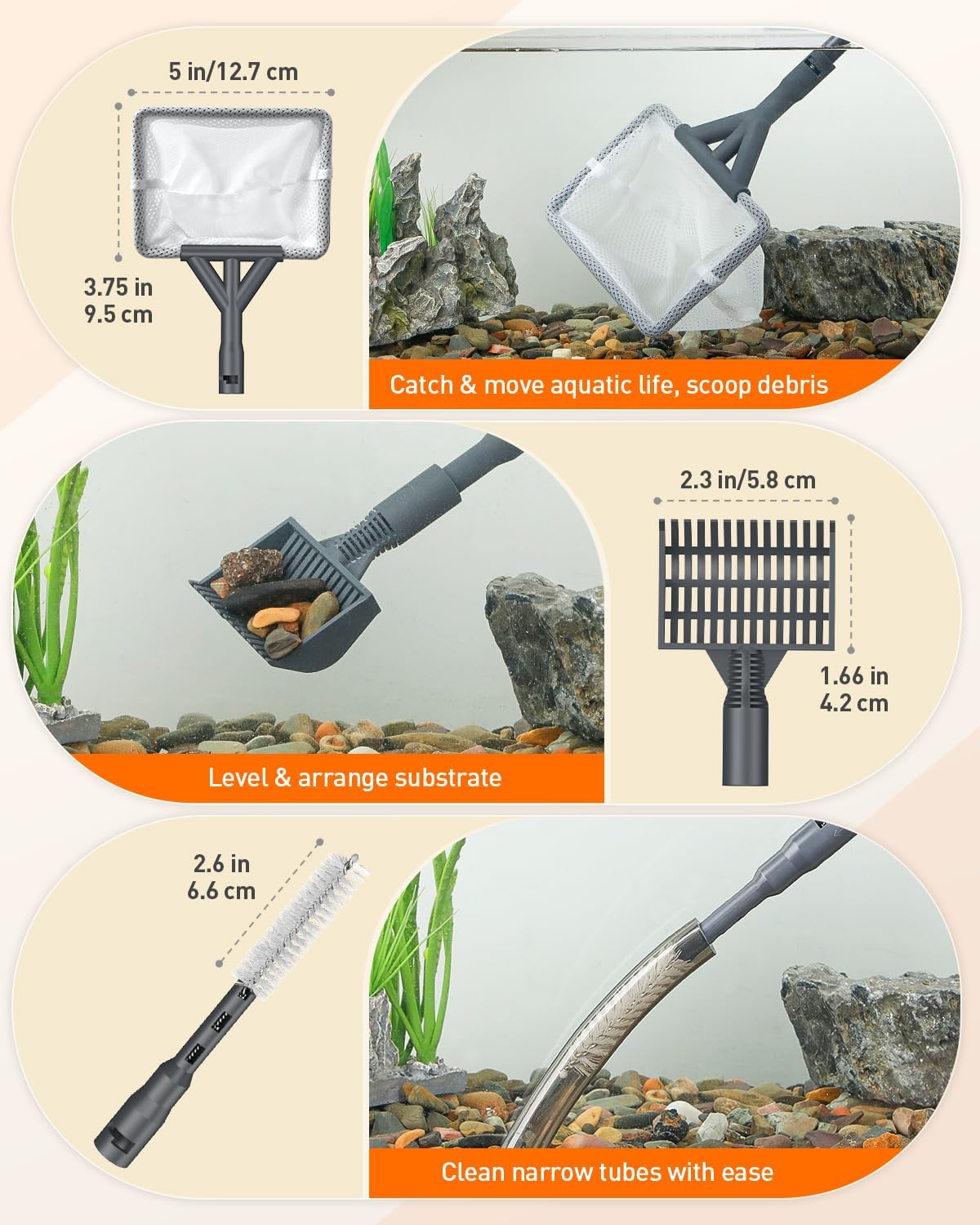 7 in 1 Aquarium Cleaning Kit with Adjustable Long Handle S6943