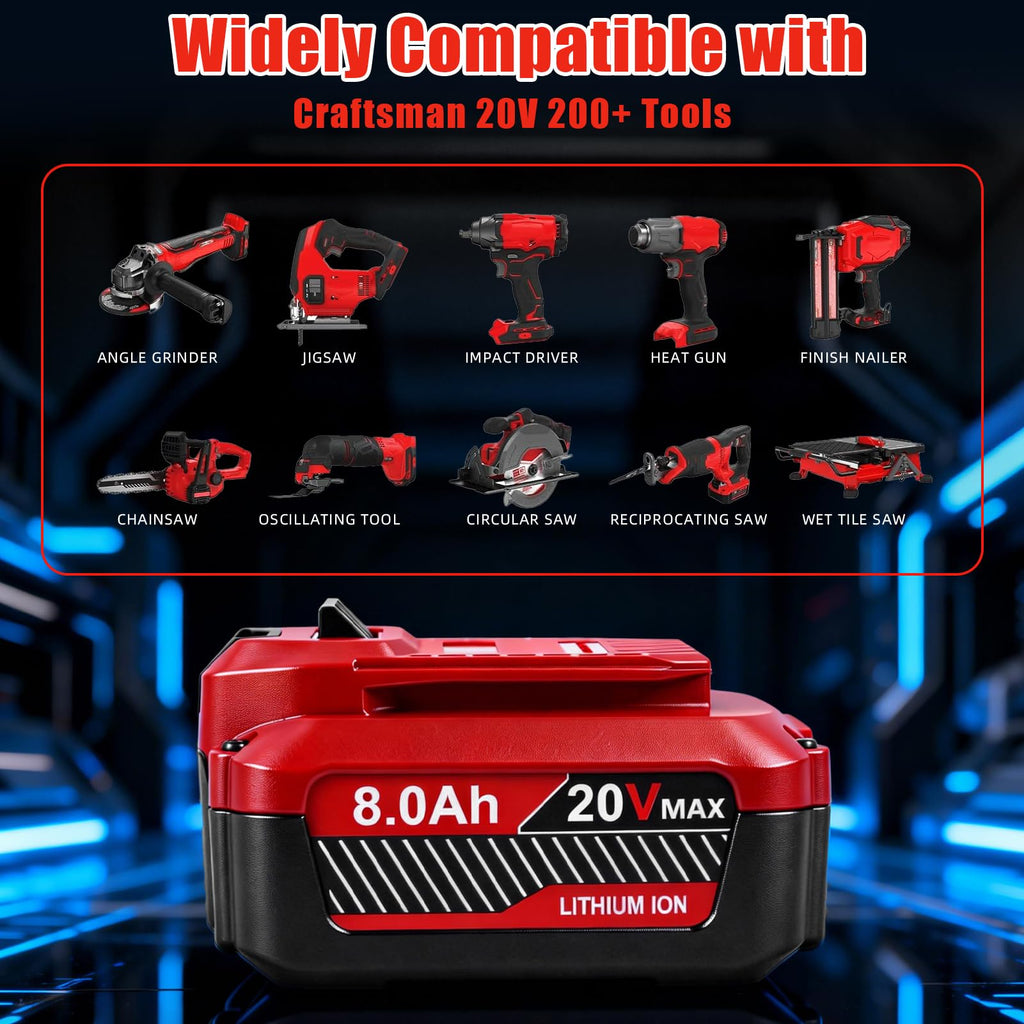 20V 8.0Ah Lithium ion Replacement Battery 2 Piece H20349