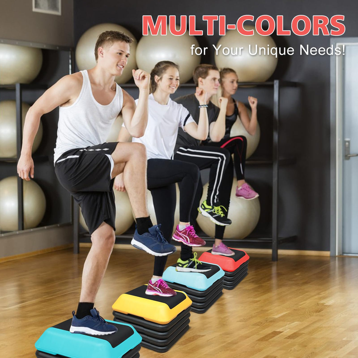 16"x16" Adjustable Exercise Aerobic Step Platform with 4 Risers M678