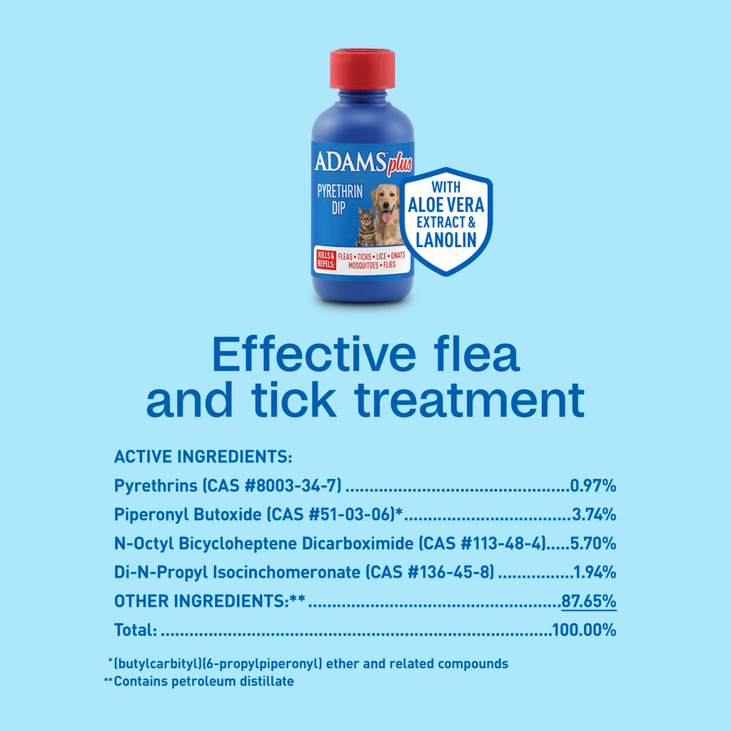 Plus Pyrethrin Flea Dip For Dogs and Cats 4 Fl oz W858