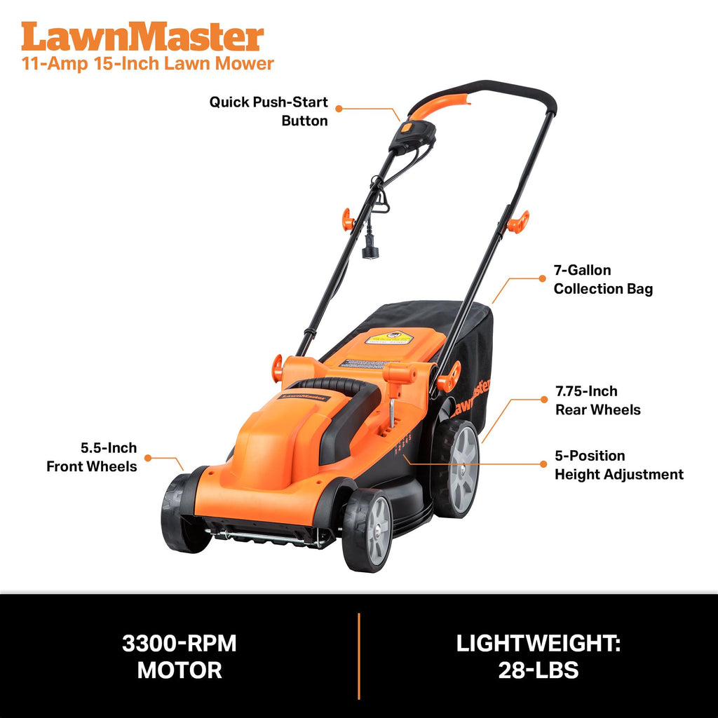 Electric Corded Lawn Mower 15-Inch 11AMP I716