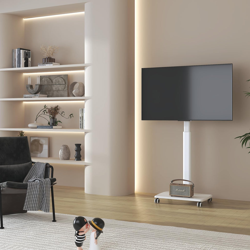 White Rolling TV Stand F6858