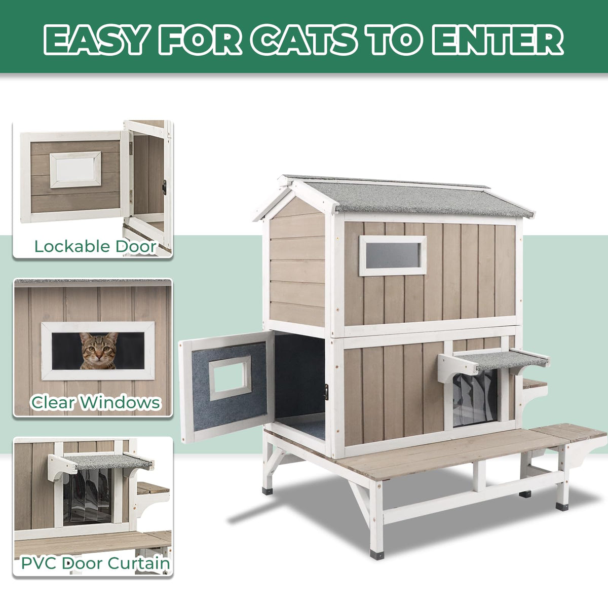 Insulated 2-Story Outdoor Cat House P14188