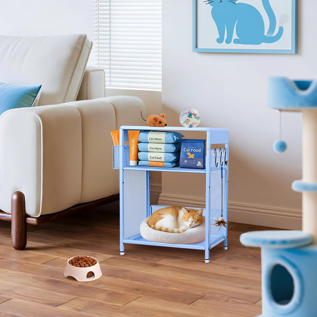 Sky Blue Kids Nightstand with Hooks and Holder H73107