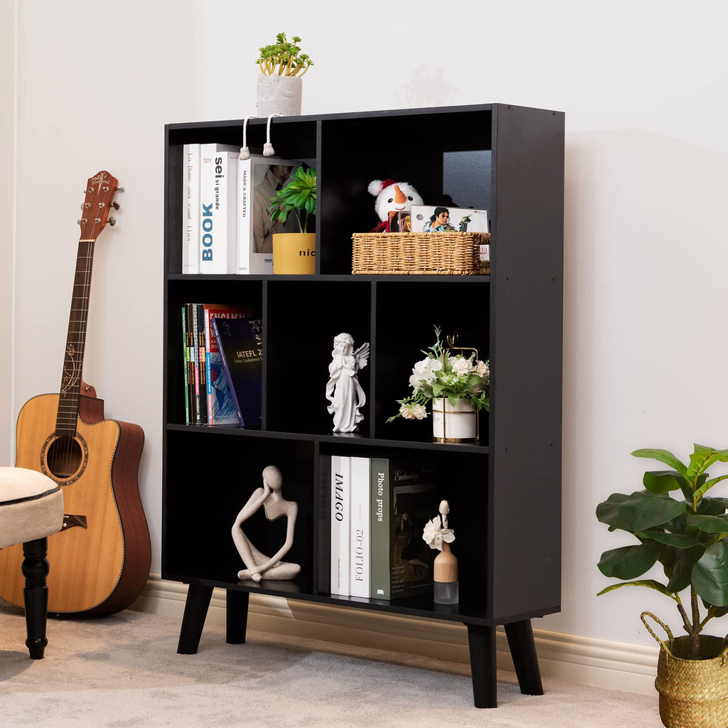 Black 3 Tier Wood Bookshelf C873