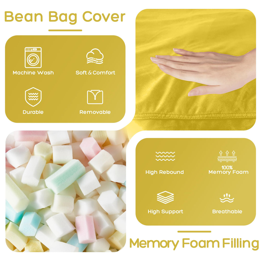 Giant 4' Memory Foam Bean Bag Chair with Microfiber Cover J64564