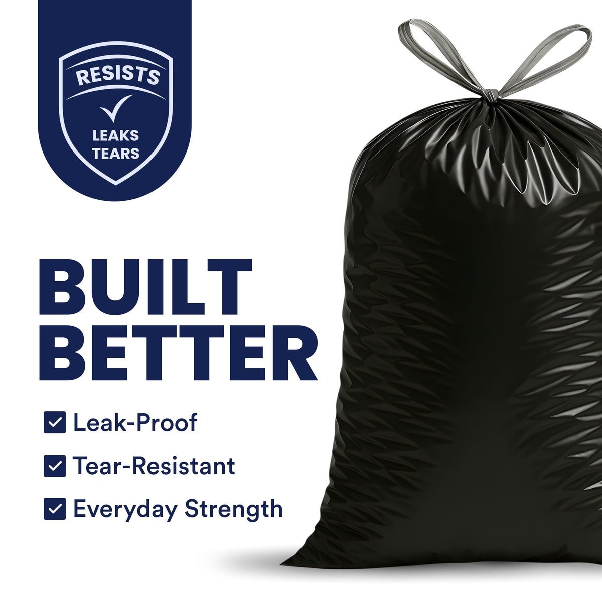 32-33 Gallon 1.2 Mil Black Drawstring Trash Bags, 100 Count J2738