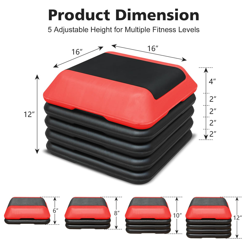 16"x16" Adjustable Exercise Aerobic Step Platform with 4 Risers M678