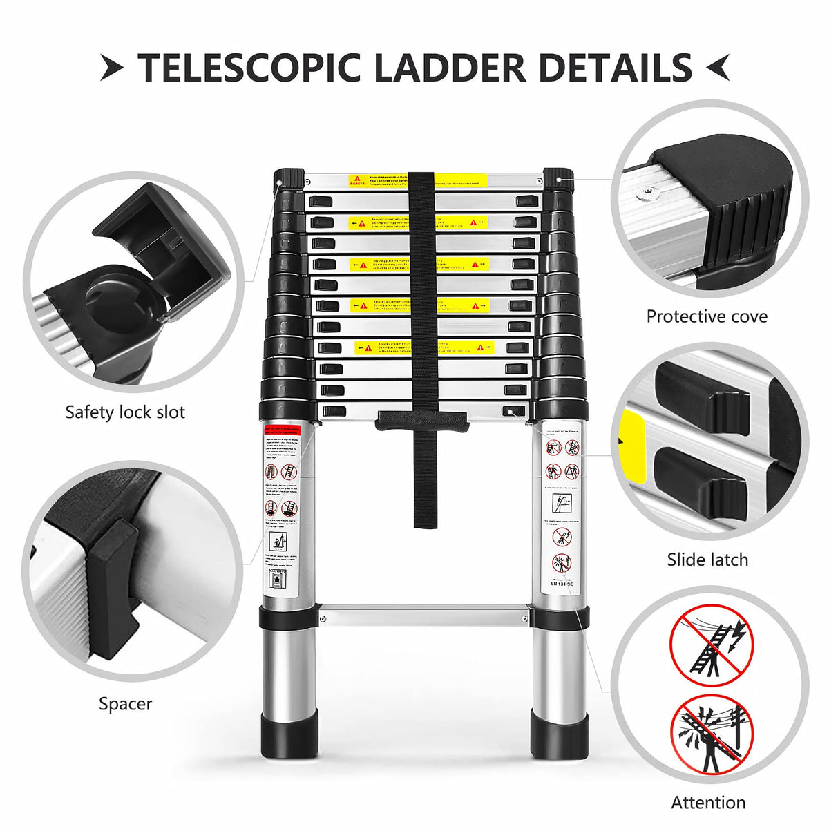 12.5FT Aluminum Telescoping Ladder 330 pounds X72706