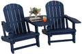 Dark Blue HDPE Adirondack Chairs Set of 2 with Cup Holder W73755