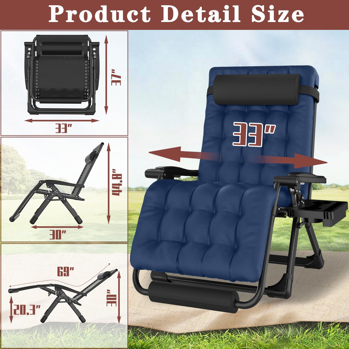Oversized Zero Gravity Chair with Carry Bag V6520