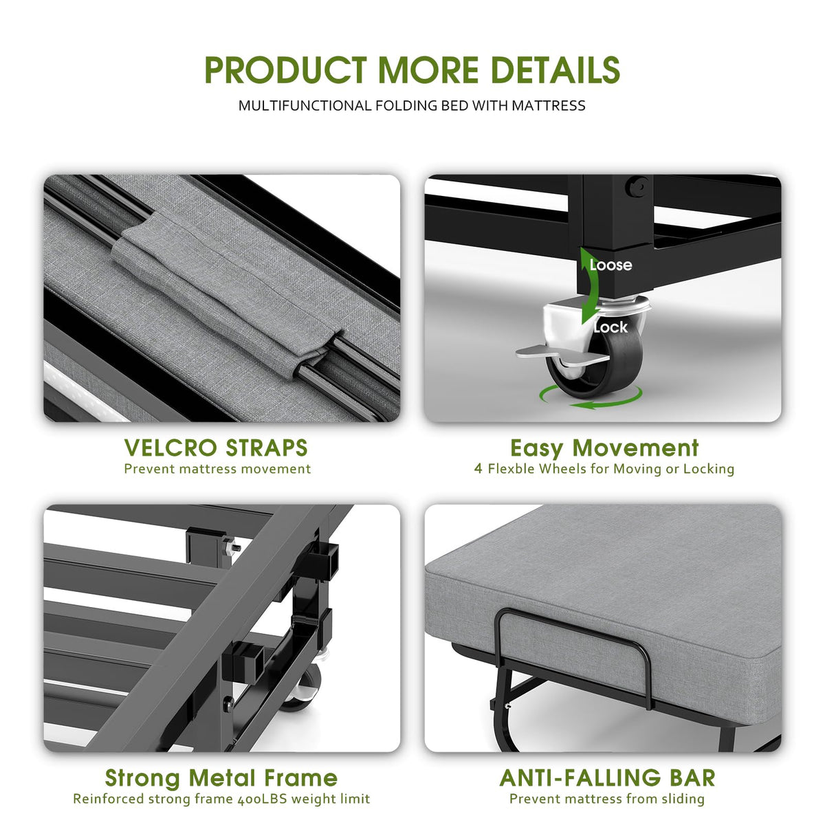 Folding Bed on Wheels M68199