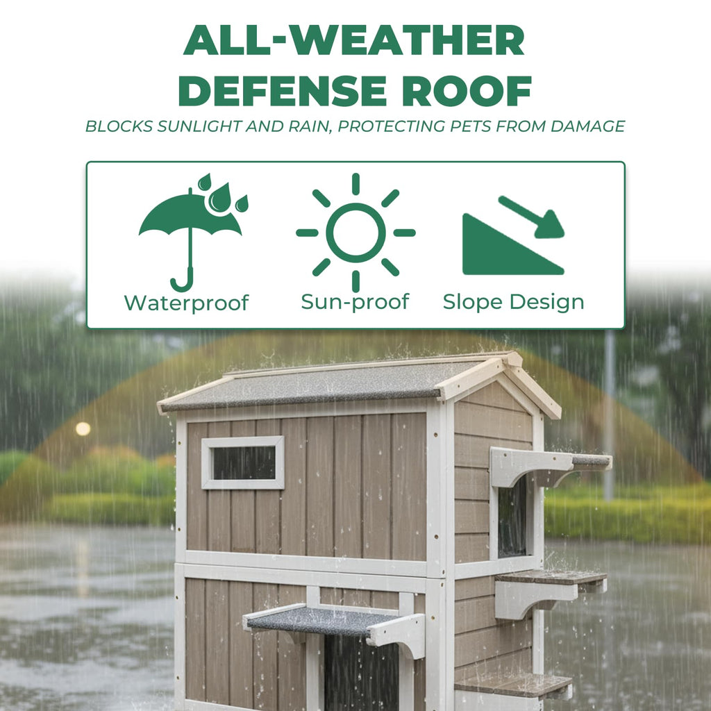 Insulated 2-Story Outdoor Cat House P14188