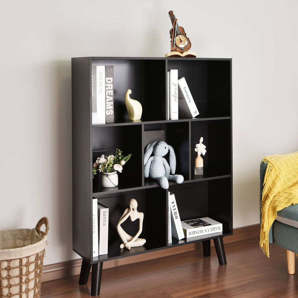 Black 3 Tier Wood Bookshelf C873