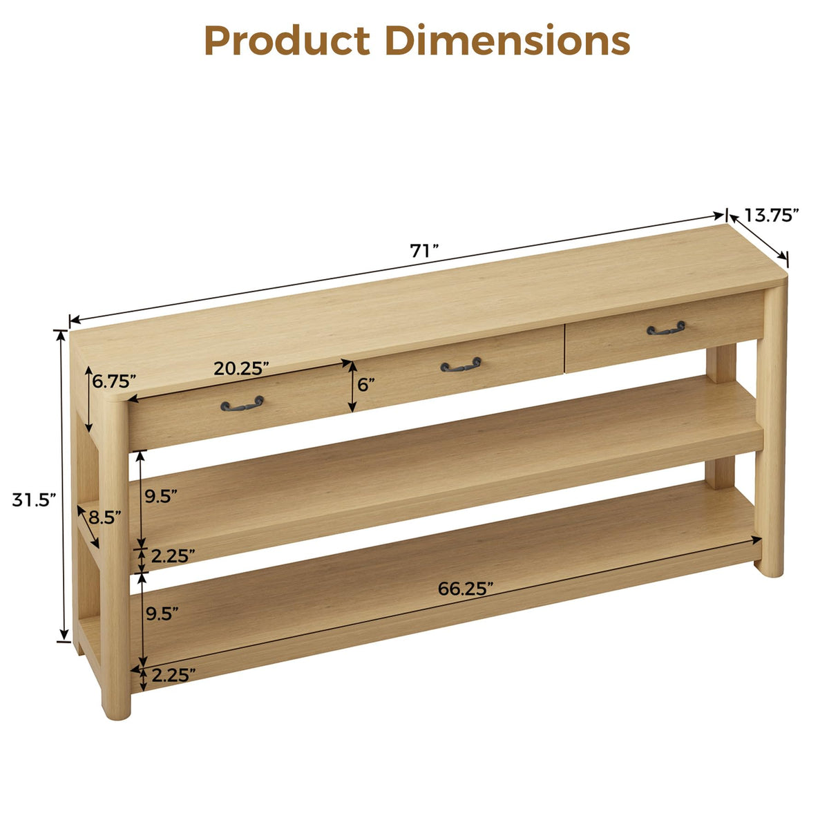 Oak Console Table with Storage Drawers Y487741