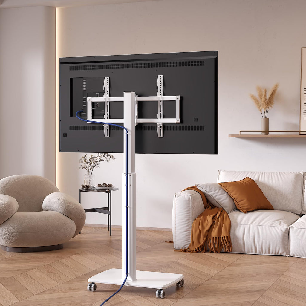 White Rolling TV Stand F6858