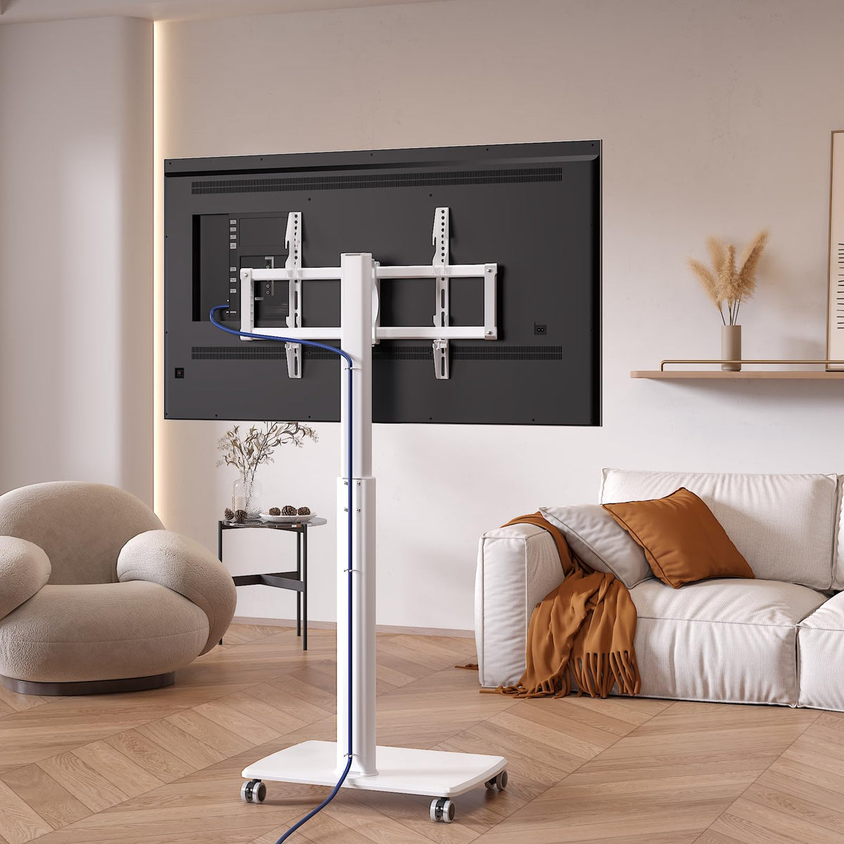White Rolling TV Stand F6858