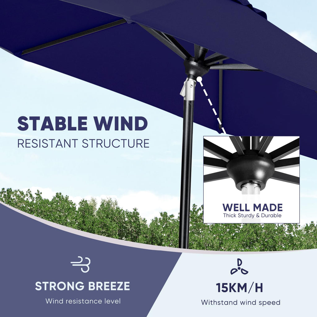 Patio Market Outdoor Table Umbrella with Auto Tilt and Crank D542150