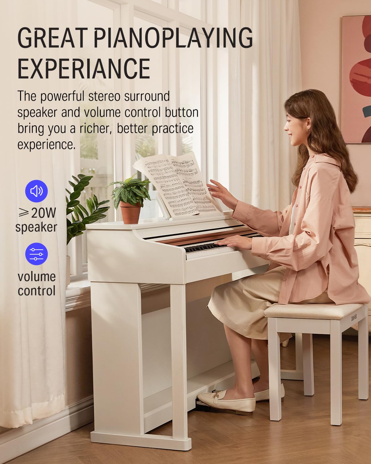88-Key Weighted Action Digital Piano with Furniture Stand B18553