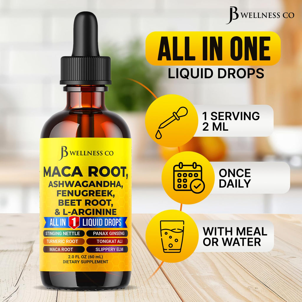 Organic Maca Root Liquid Drops with Ashwagandha 2oz V785
