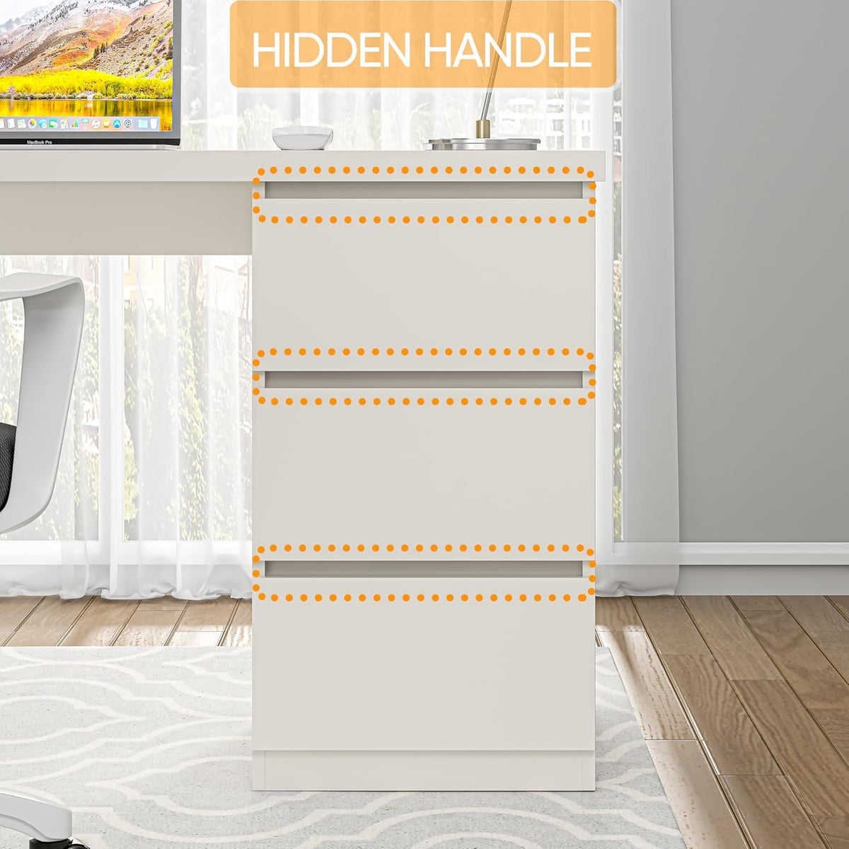 White Desk with Drawers B24356