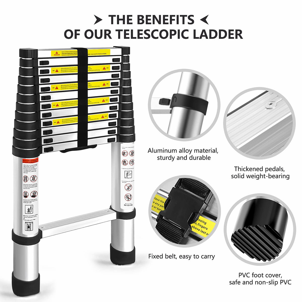 12.5FT Aluminum Telescoping Ladder 330 pounds X72706