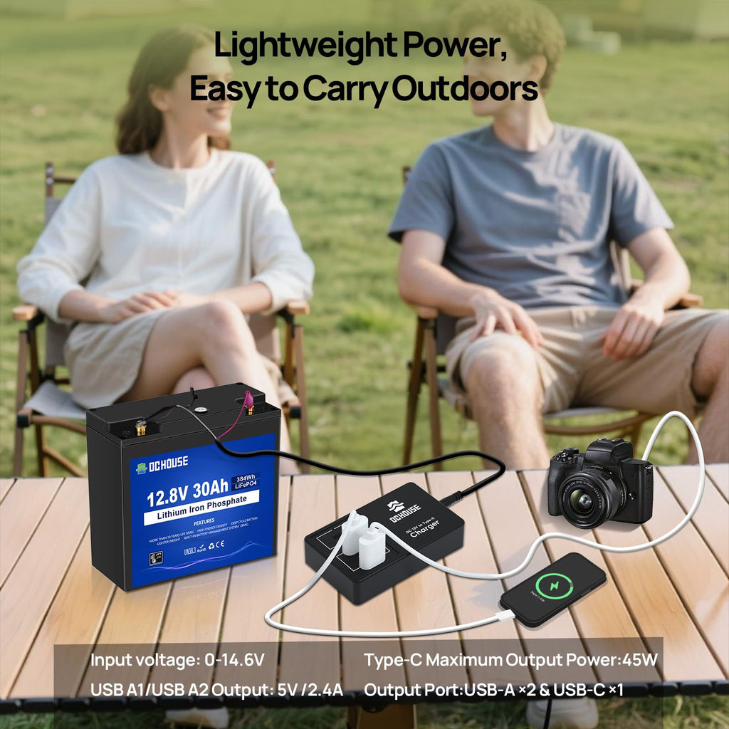 12V 30Ah Lithium Battery with USB Charger U422