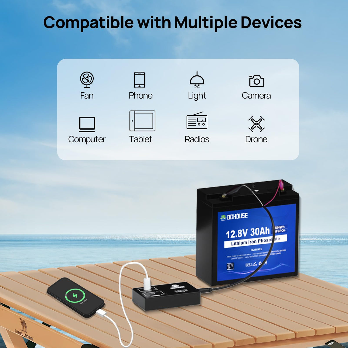 12V 30Ah Lithium Battery with USB Charger U422