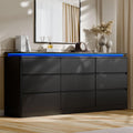 Black 9 Drawer Dresser with LED Lights P771