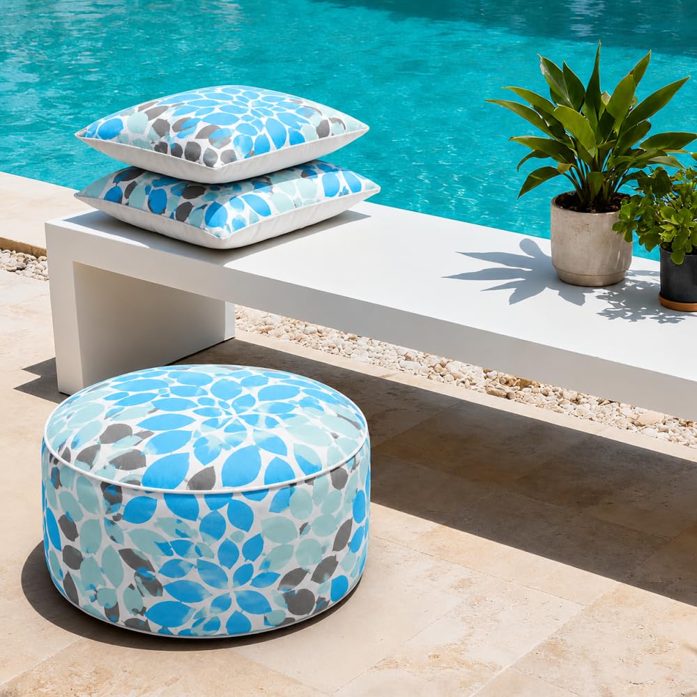 Inflatable Outdoor Ottoman 2 Pack Teal Grey E736